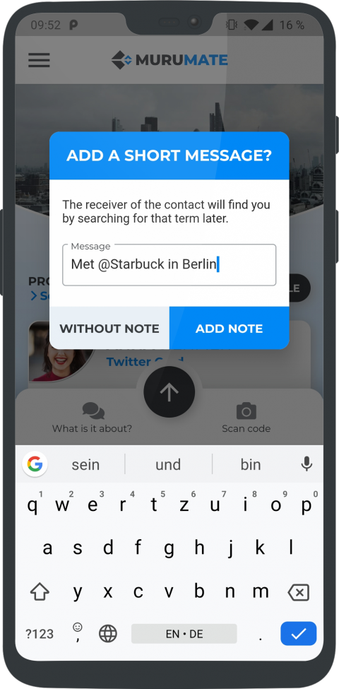 Add a note just before sharing
